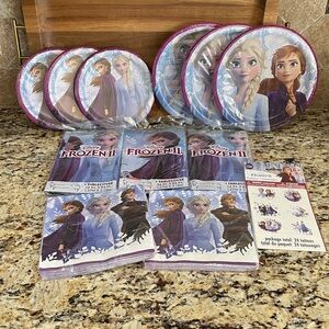 Disney Frozen party supply bundle plates, napkins, tablecovers, tattoos New